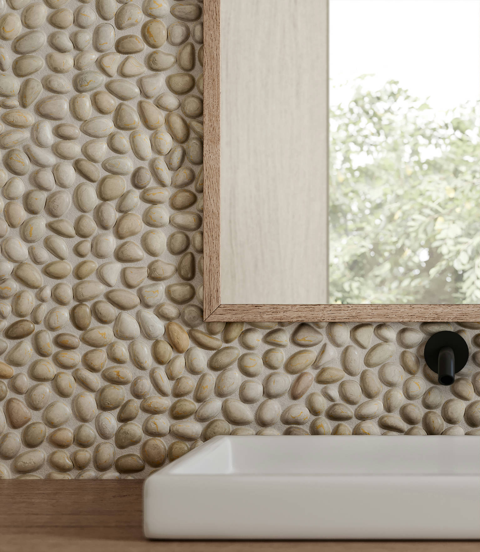 Zen Fiji Cream Natural Pebble Matte Mosaic 3 | Gemini Tile and Marble