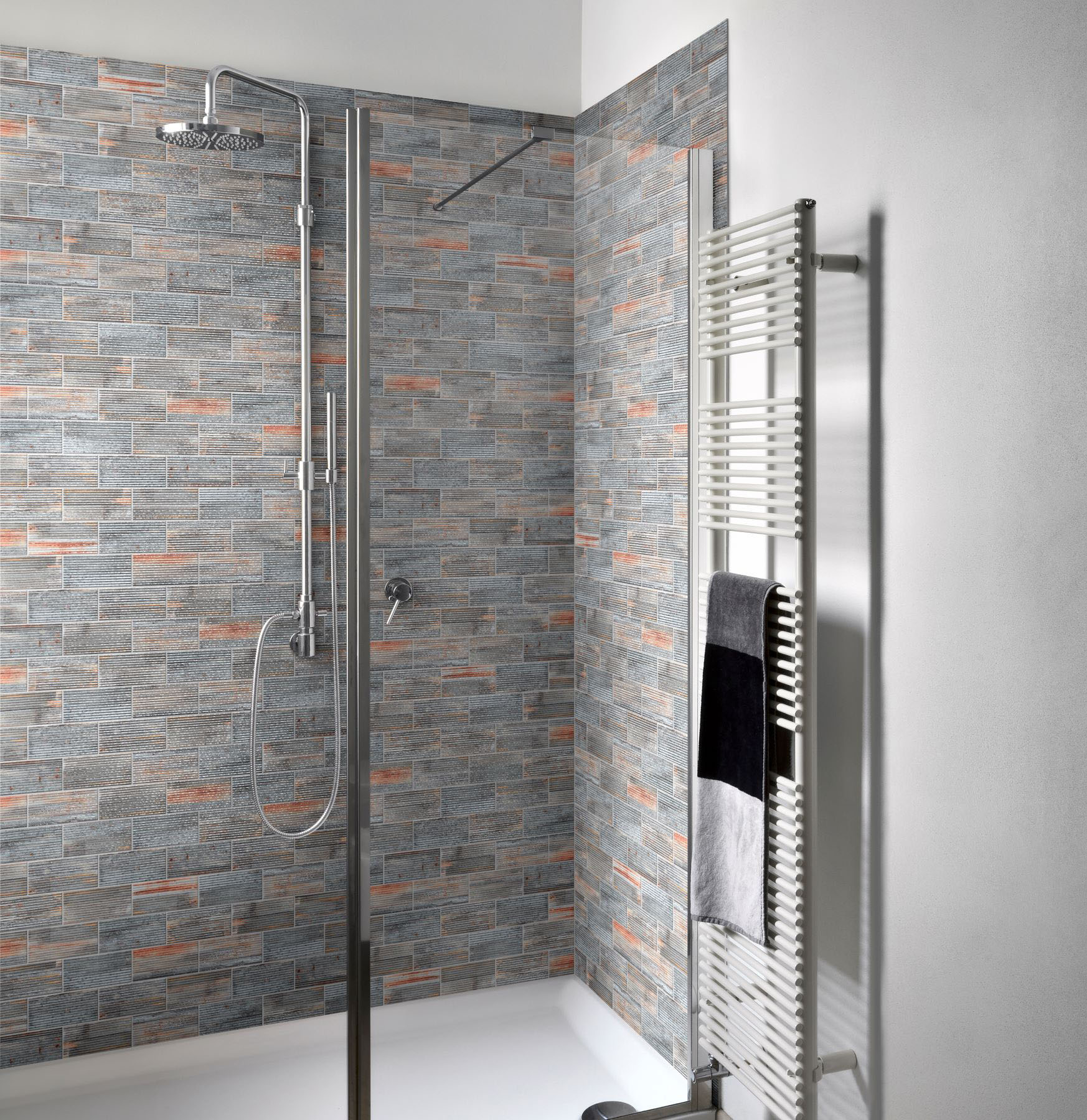 2.8"x6" Rust Industrial Linear Relief Pattern Glazed Ceramic Mosaic | Tile and Stone Center