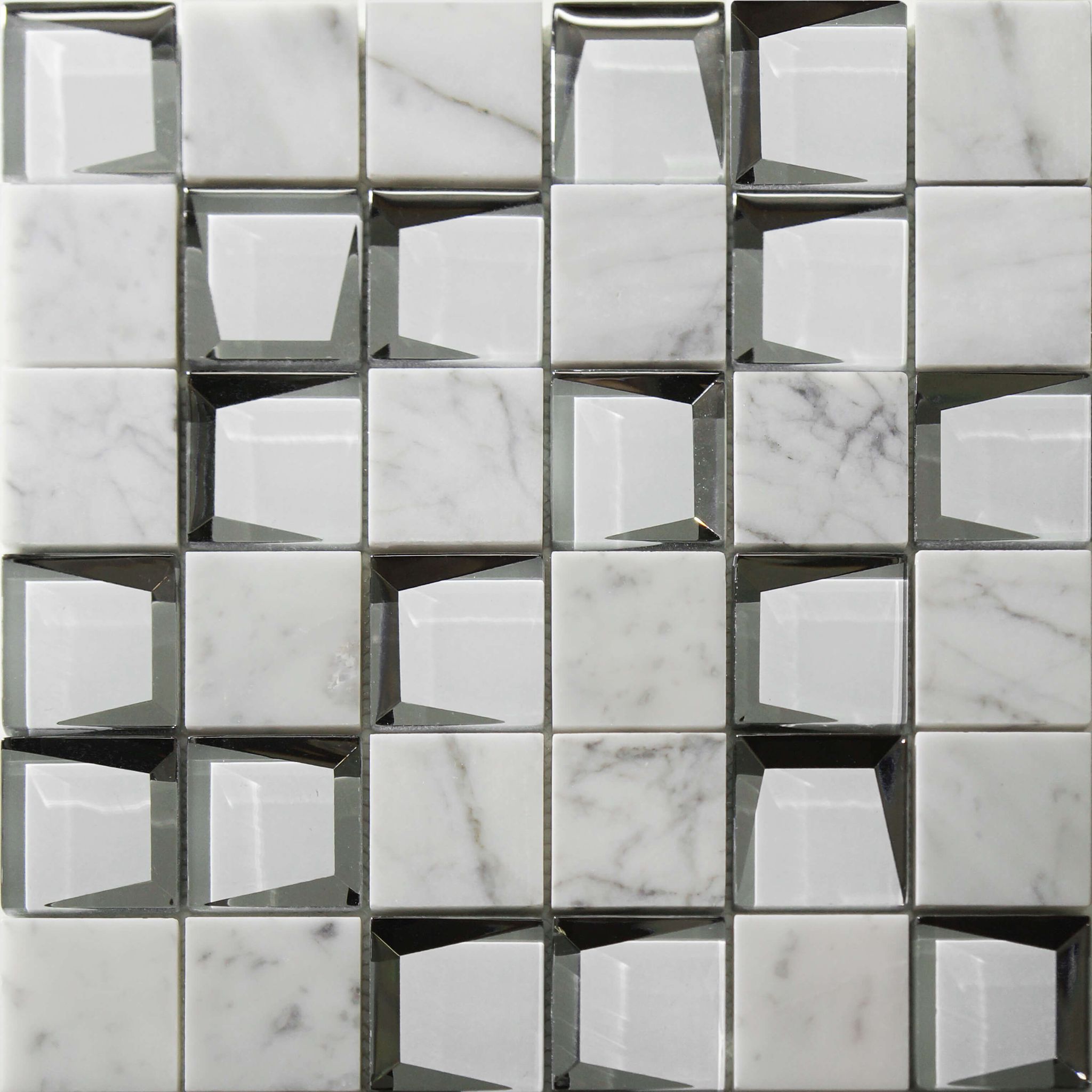 Marble & Glass 2"x2" White Mix Mosaic | Tile and Stone Center