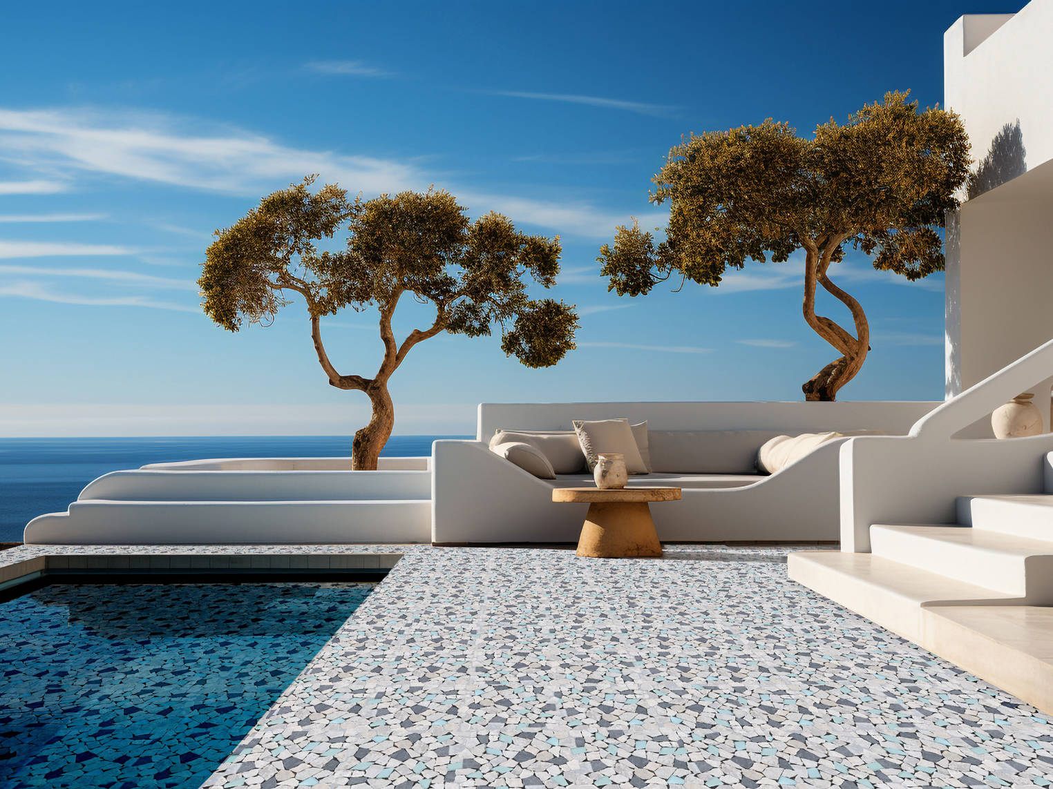 Mini Opus Beige Grey Marble Mix & Green Glass | Tile and Stone Center