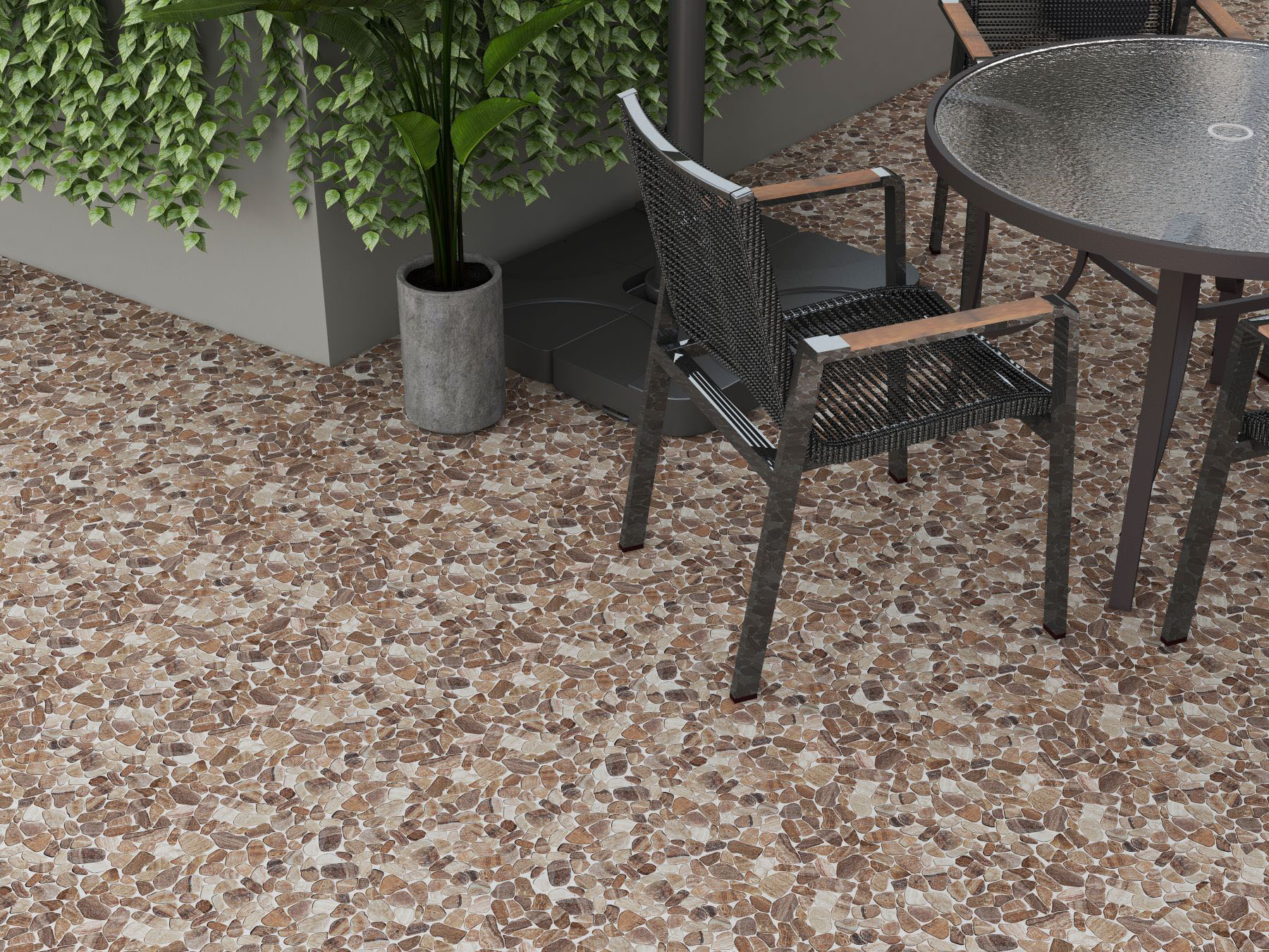 Mini Opus Matte Beige Brown Marble Stone Interlocking  | Tile and Stone Center