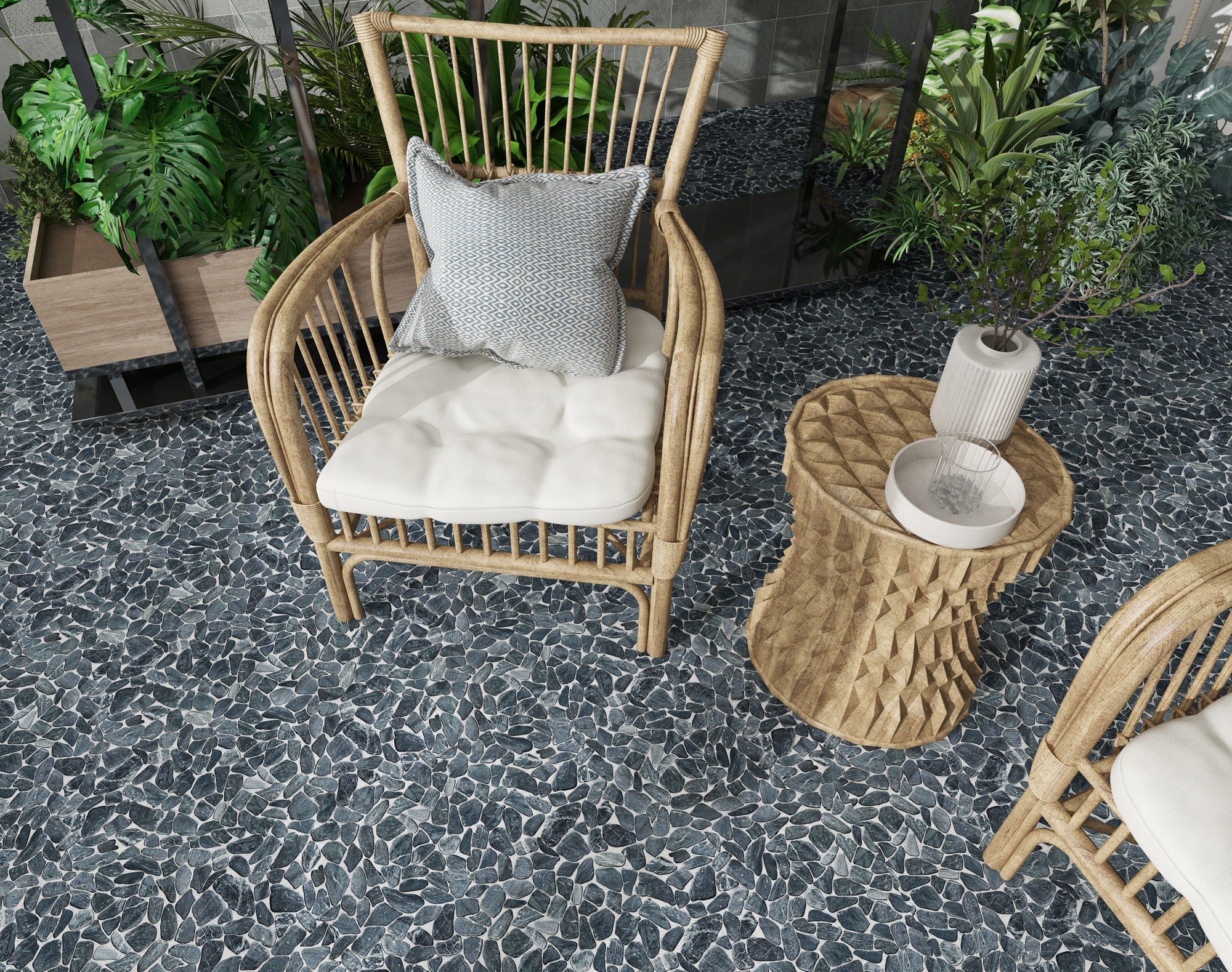 Mini Opus Matte Grey Mix Marble Stone Interlocking | Tile and Stone Center