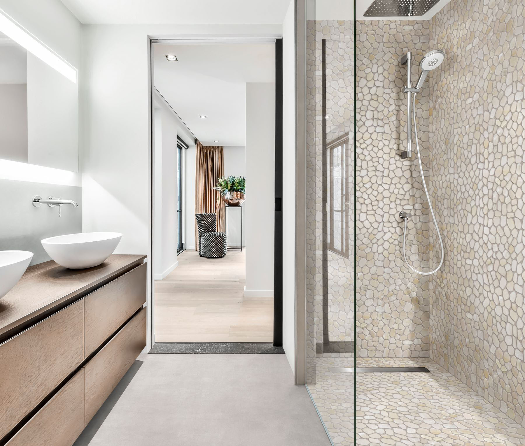 Onyx Light Beige Pebble Mosaic  | Tile and Stone Center