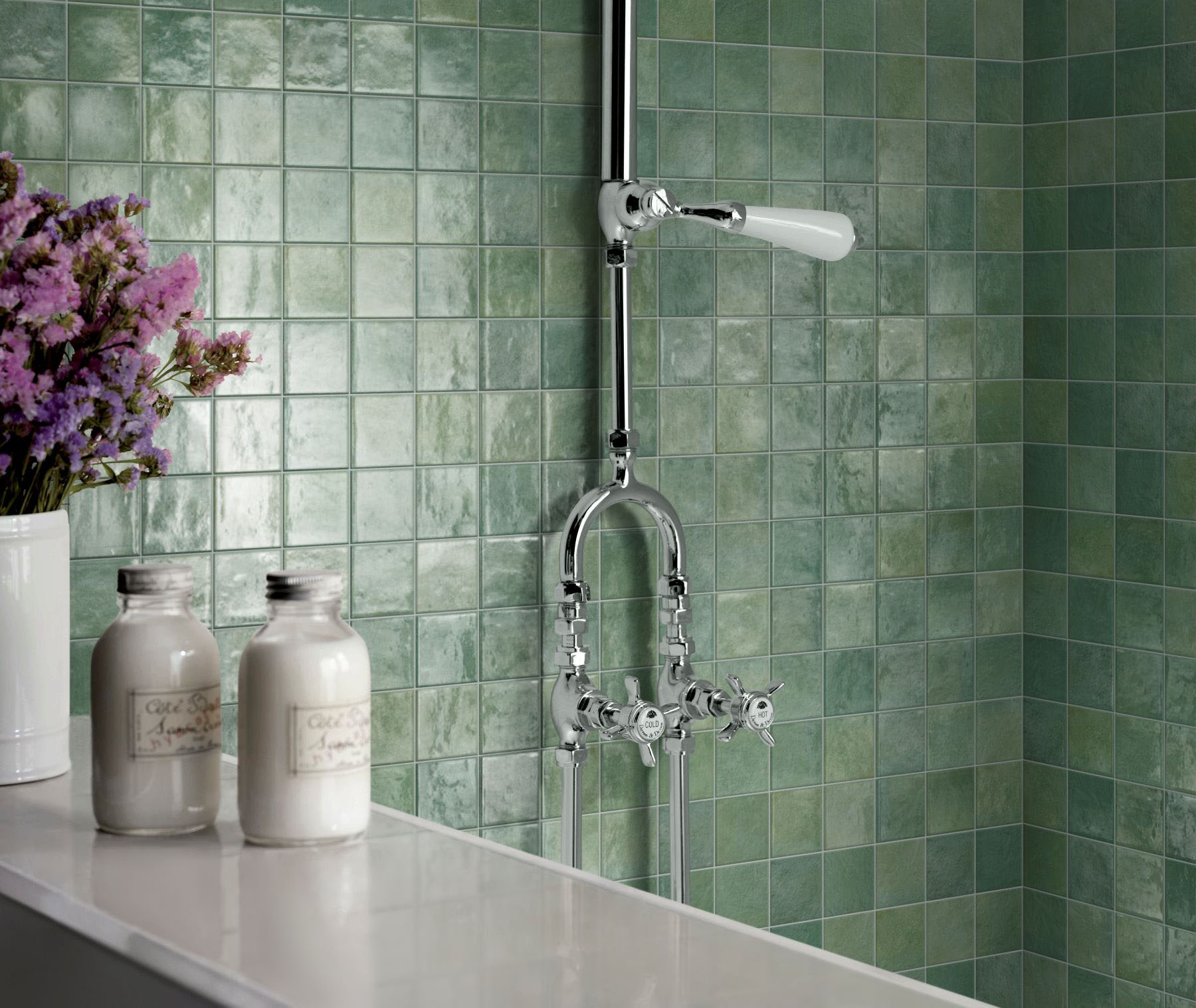 Zellige Glazed Ceramic Soft Green Mix 3 | Tile and Stone Center