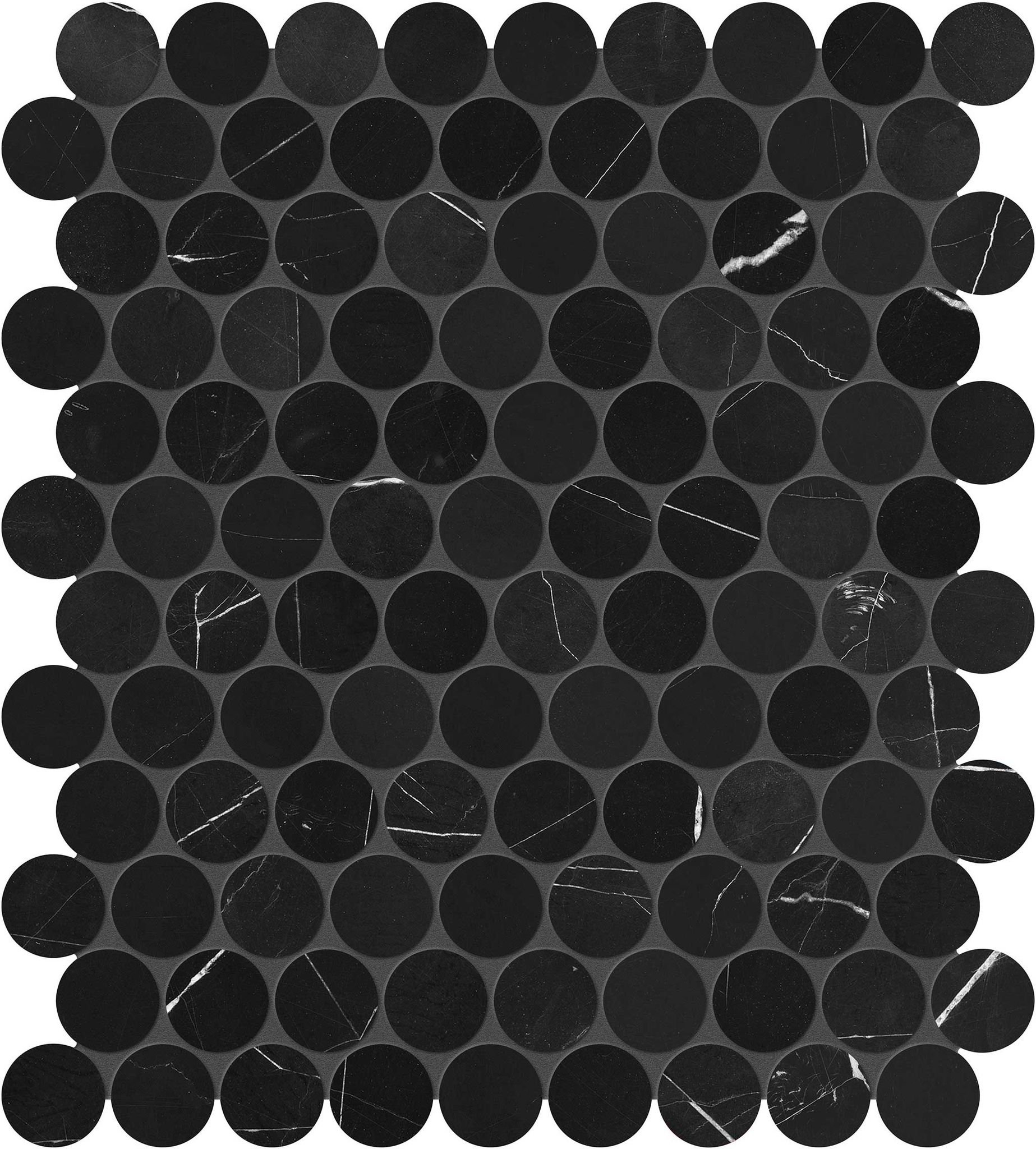 Galaxia Nero 1.25 Penny Round Mosaic | Tile and Stone Center