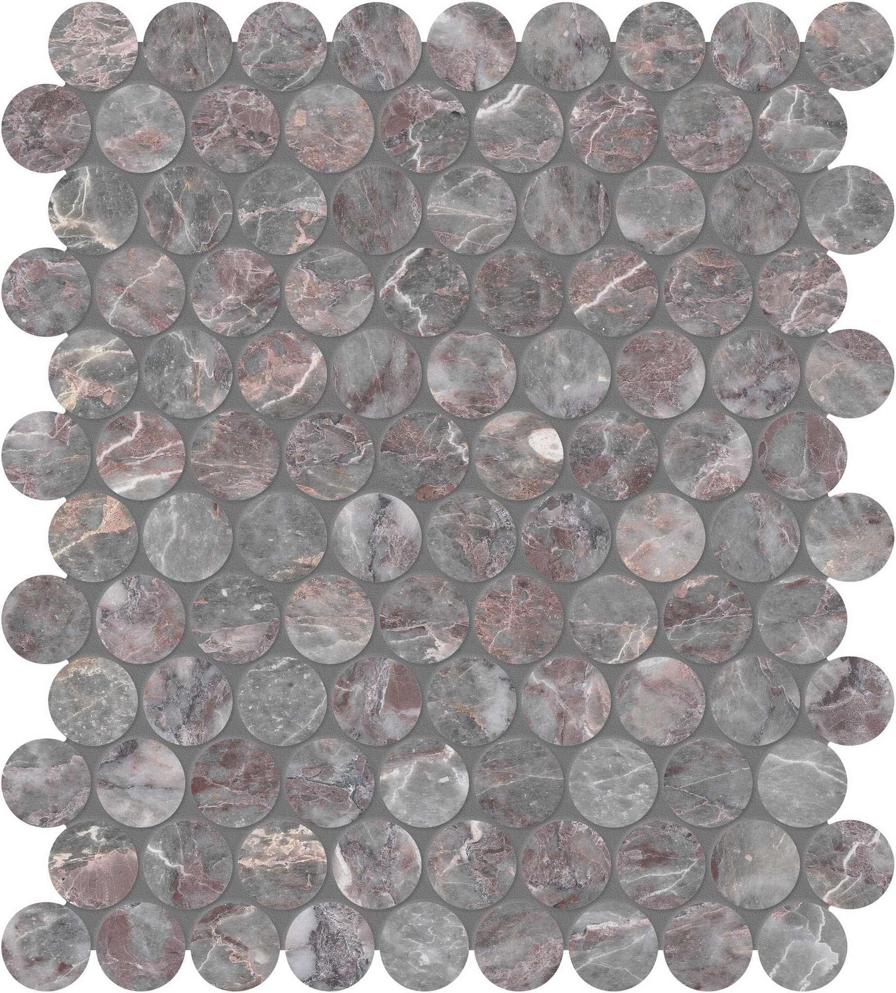 Sereno Burgundy 1.25 Penny Round Mosaic | Tile and Stone Center