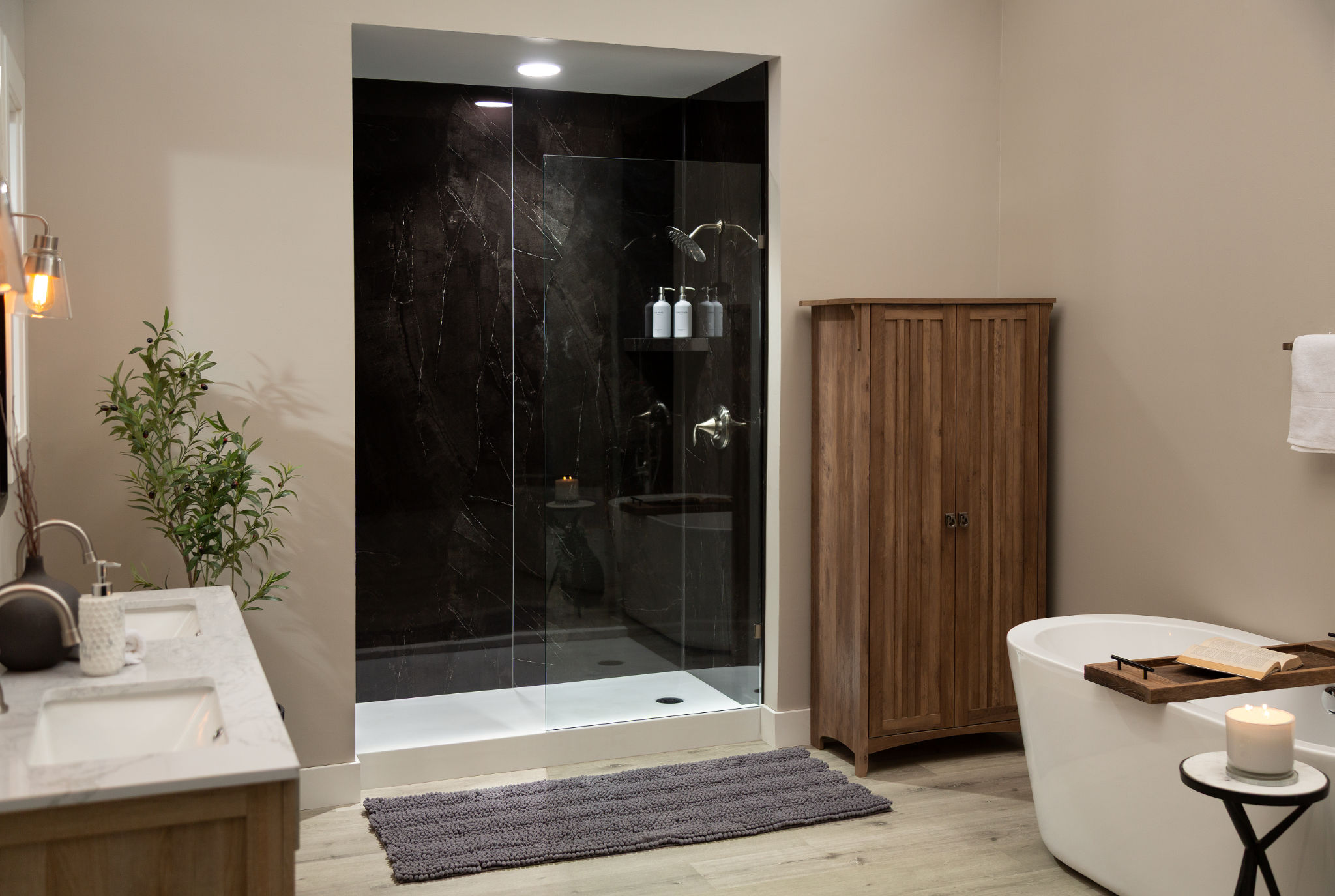 Black Ice Gloss Shower Wall Kit 30x60x94 | Tile and Stone Center