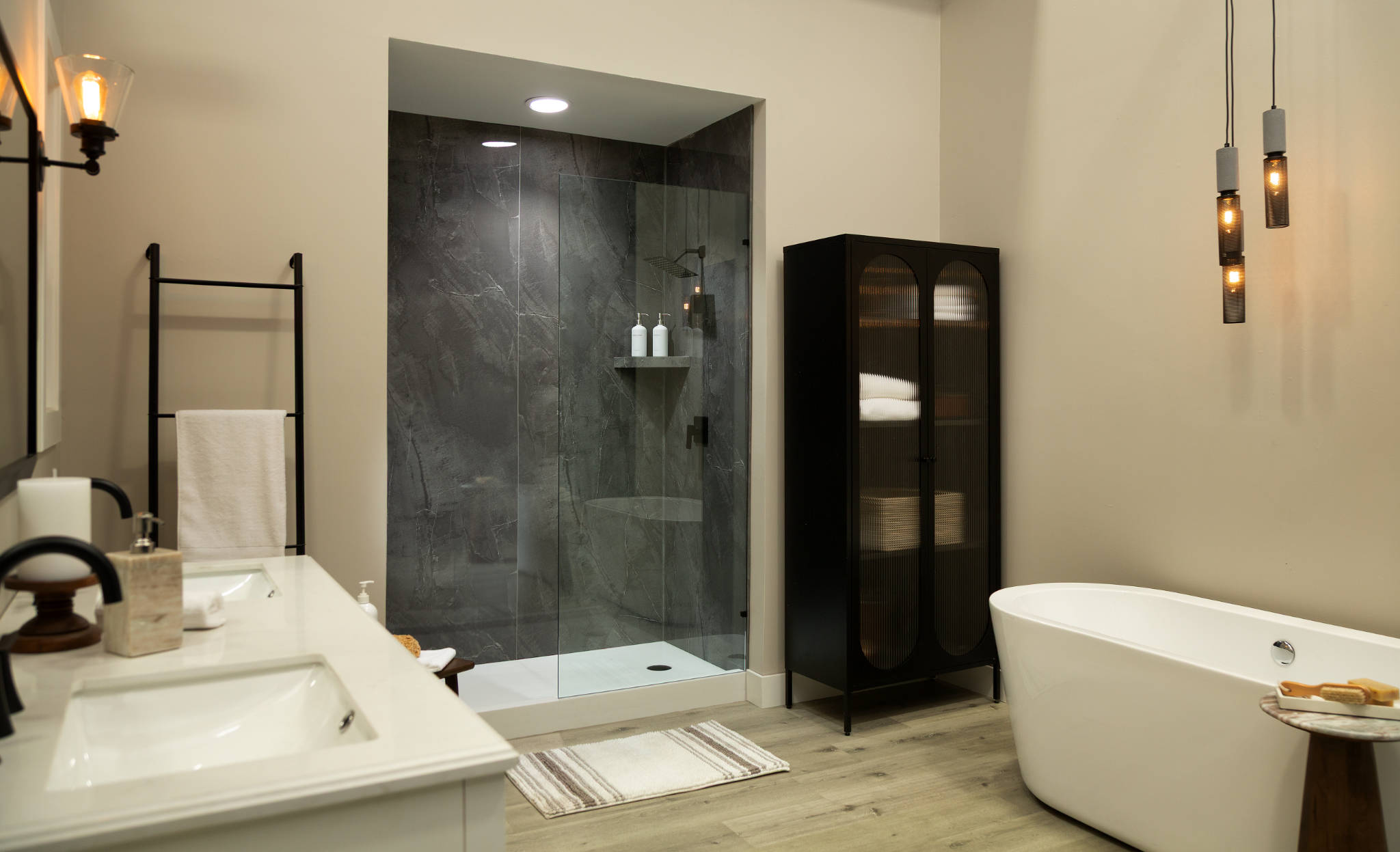 Cracked Slate Gloss Shower Wall Kit 30x60x94 | Tile and Stone Center