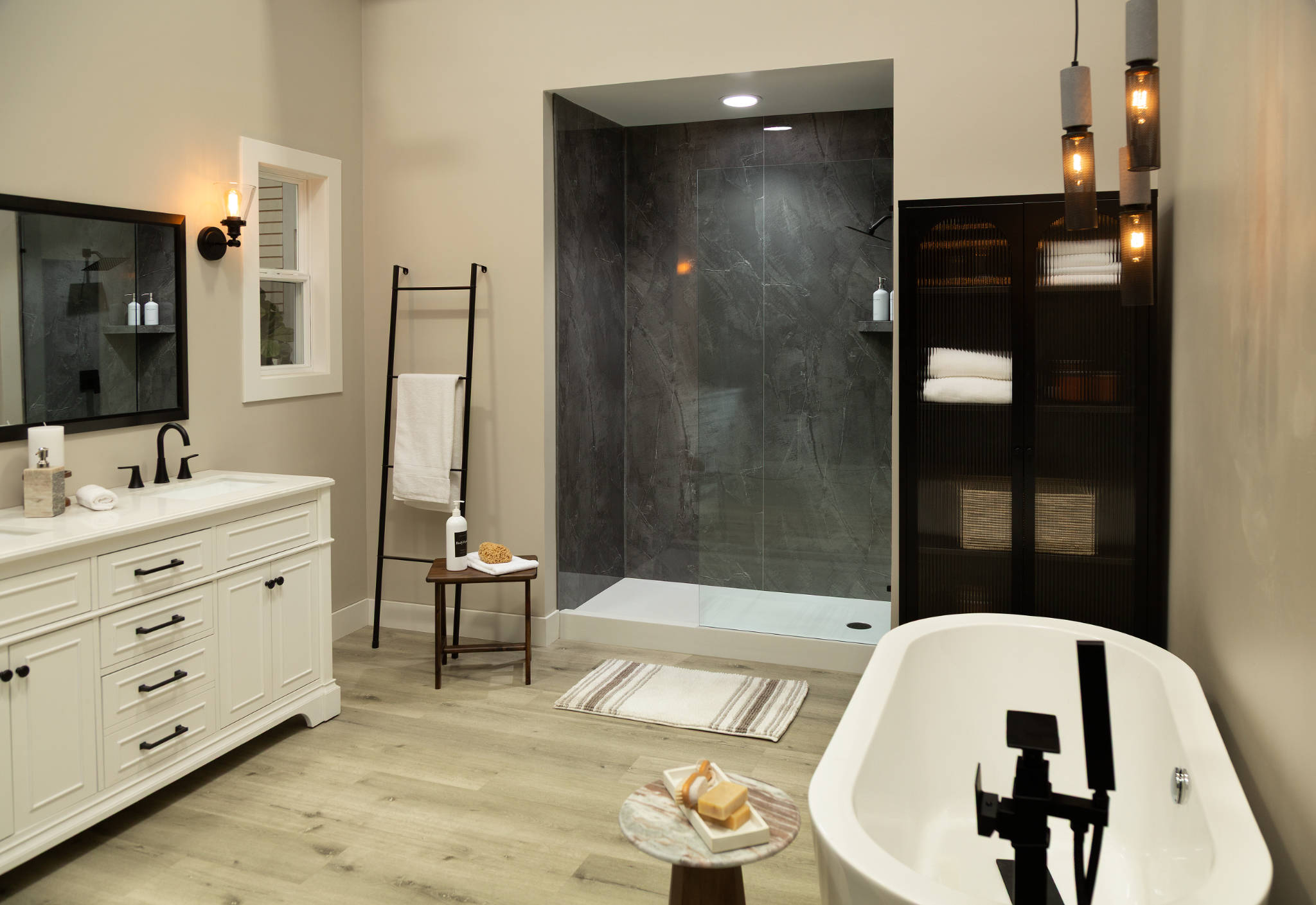 Cracked Slate Gloss Shower Wall Kit 32x60x94 | Tile and Stone Center