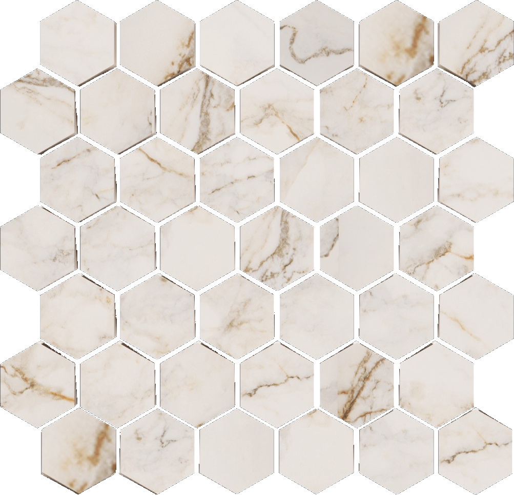 Treasure II Perfect Calacatta 2" Hex Carved | Tile and Stone Center